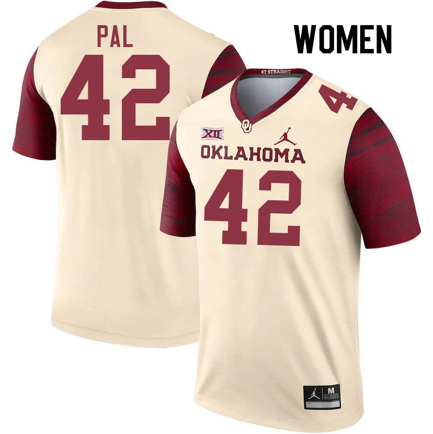 Women #42 Jozsef Pal Oklahoma Sooners College Football Jerseys Stitched-Cream